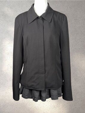 Worthington Works Zip Up Blazer Women’s 12 Black Biker Grunge Chic Nana Workwear